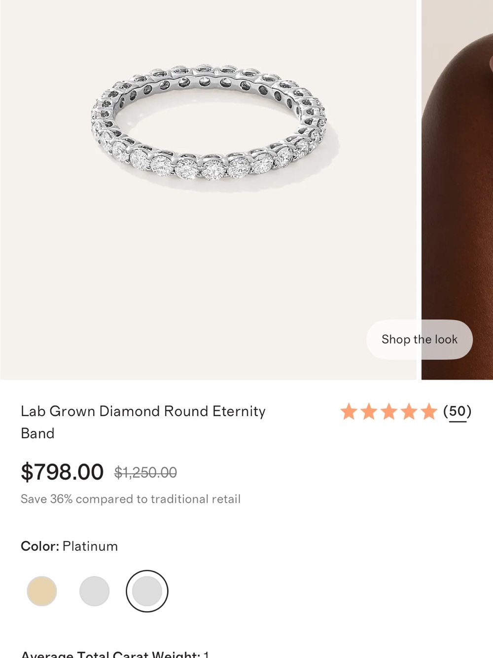 Quince Platinum Lab-Grown Diamond Round Eternity Band size 7.5 like new
